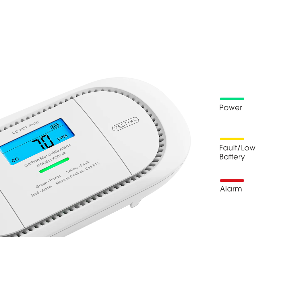 Detector de CO autónomo X-Sense - Duración de la batería 5 años (reemplazable) - Indicador luminoso de alarma - Alarma sonora 85 dB a 3m - Botón de Test y pantalla LCD - Certificado EN 50291