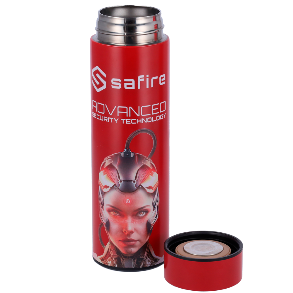 Safire - Botella - Color rojo - Anillo de sellado - Acero inoxidable 304