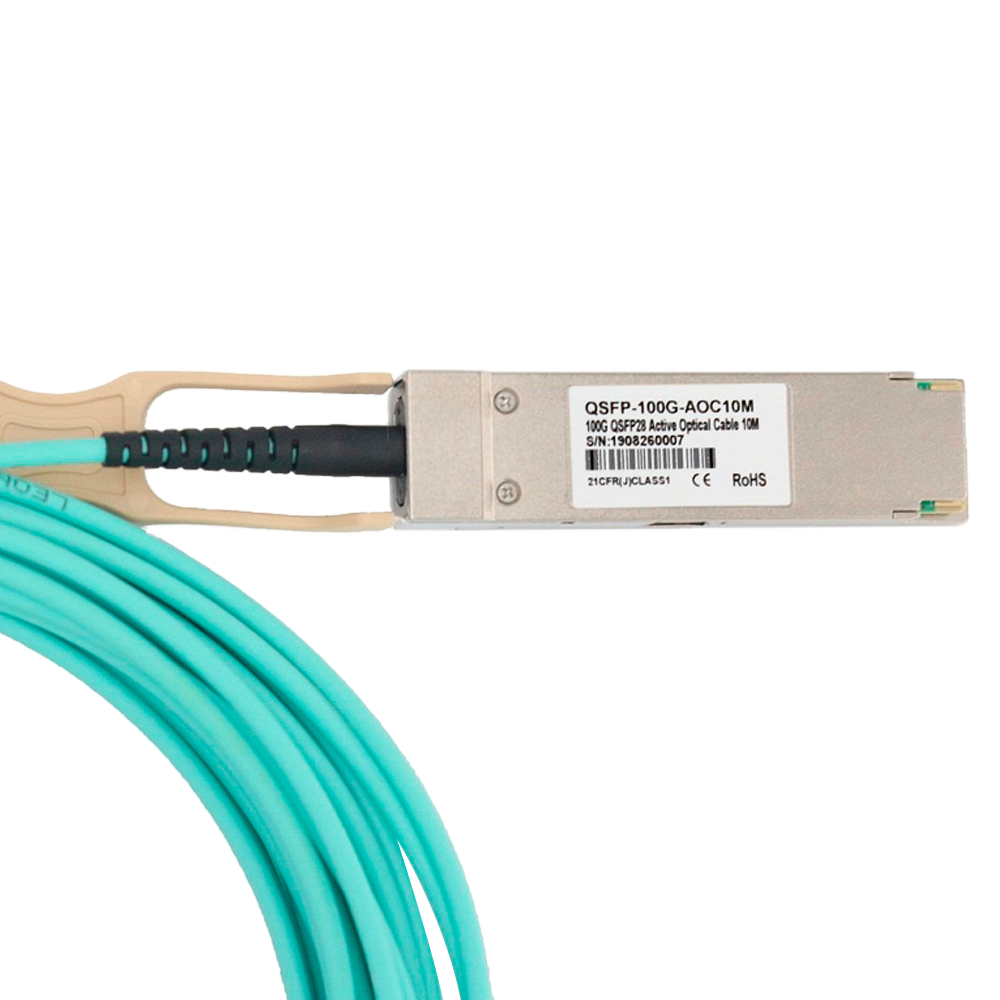 Cavo di collegamento diretto QSFP28 - Velocità 100Gbps - Moduli QSFP28 ad entrambe le estremità - Ideale per lo Stacking tra Switch - 10 Metri - Cavo Ottico