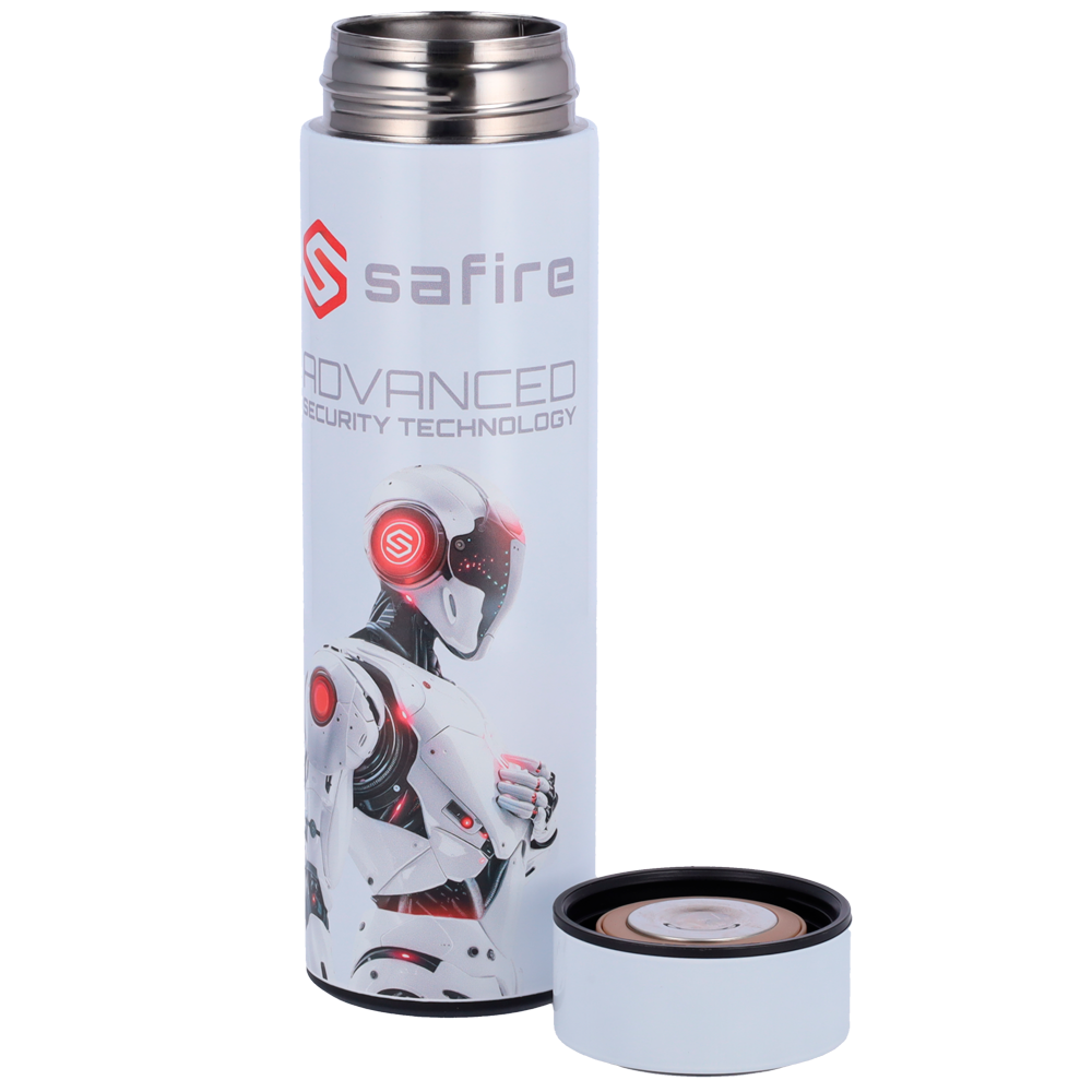 Safire - Botella - Color blanco - Anillo de sellado - Acero inoxidable 304