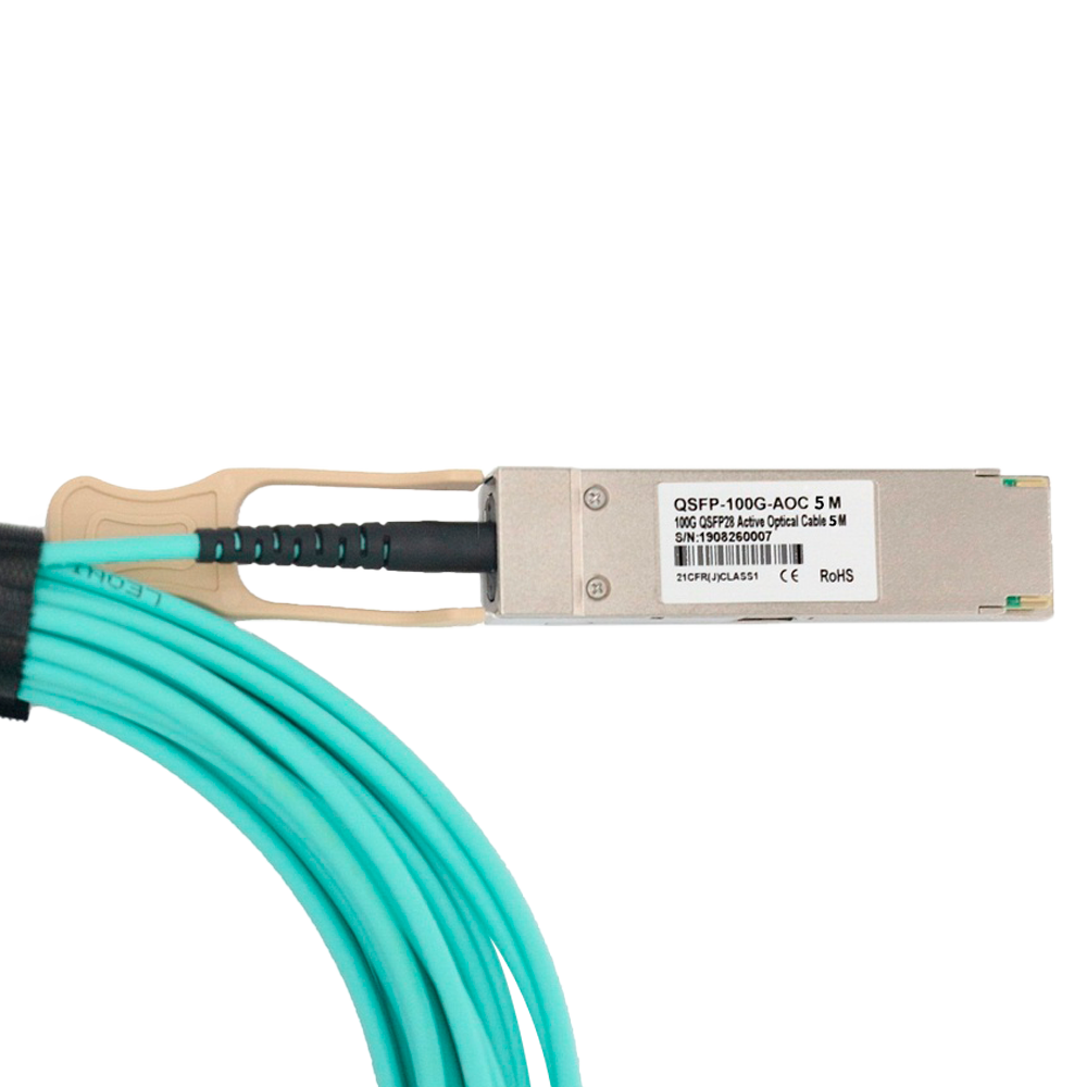 Cavo di collegamento diretto QSFP28 - Velocità 100Gbps - Moduli QSFP28 ad entrambe le estremità - Ideale per lo Stacking tra Switch - 5 Metri - Cavo Ottico