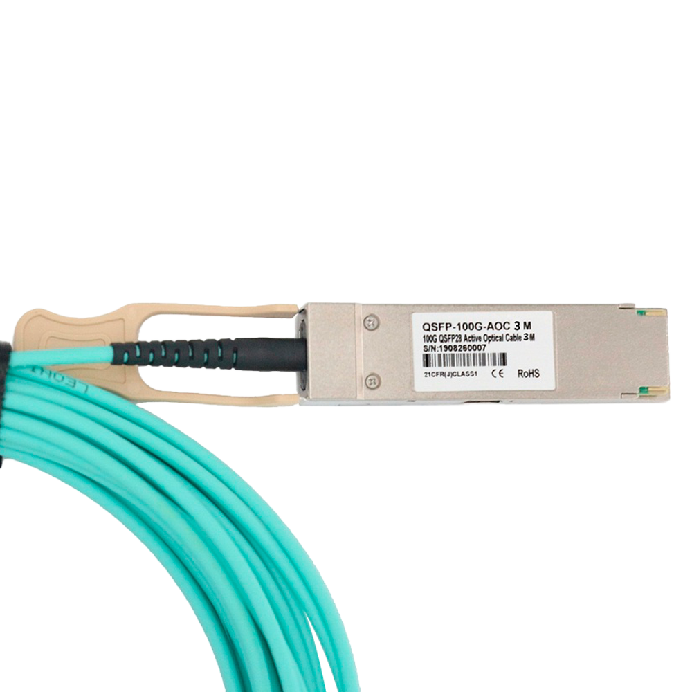 Cavo di collegamento diretto QSFP28 - Velocità 100Gbps - Moduli QSFP28 ad entrambe le estremità - Ideale per lo Stacking tra Switch - 3 Metri - Cavo Ottico