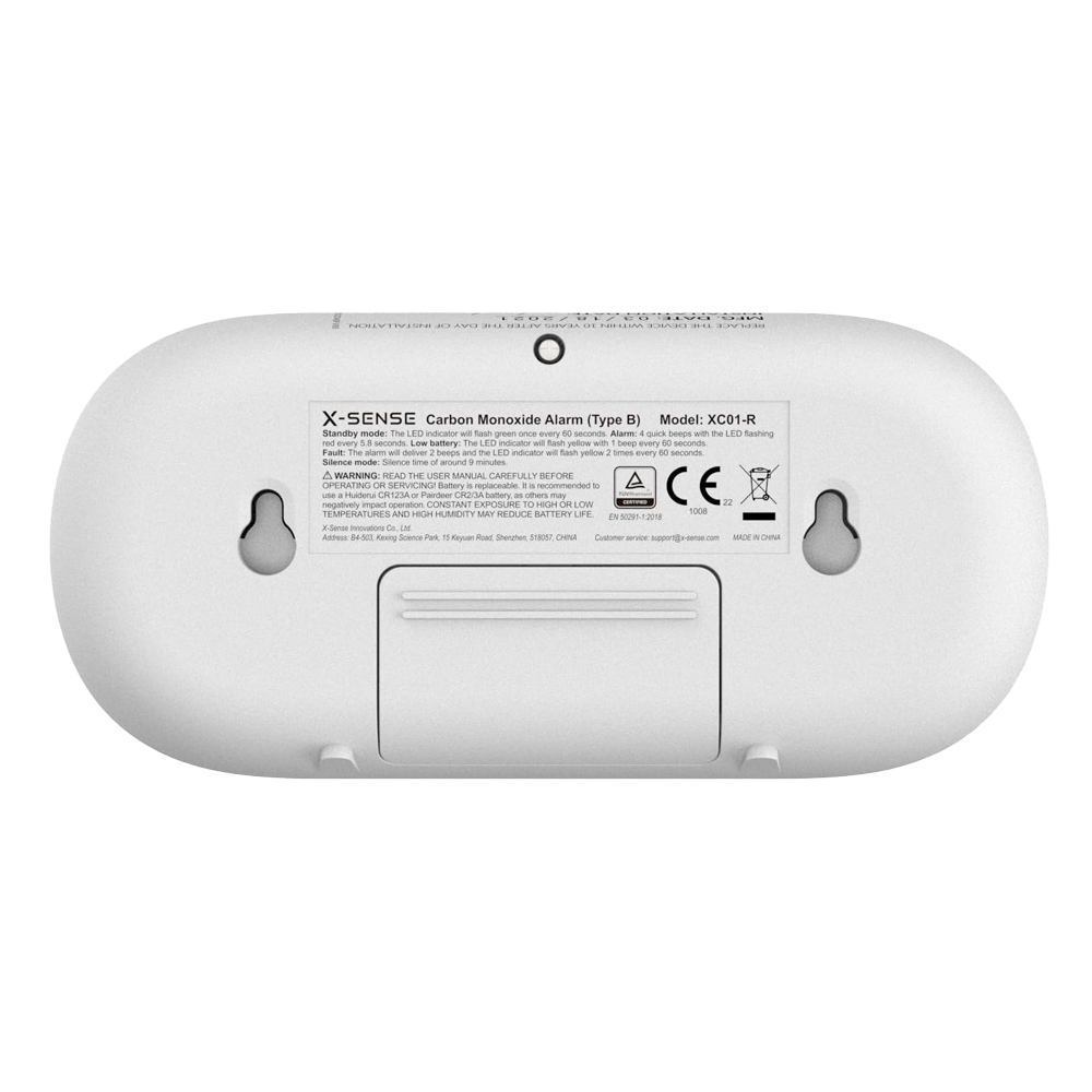 Detector de CO autónomo X-Sense - Comunicación WiFi 2.4GHz - Conexión a través de APP - Duración de la batería 1 año (reemplazable) - Indicador luminoso y alarma sonora 85 dB a 3m - Certificado EN 50291