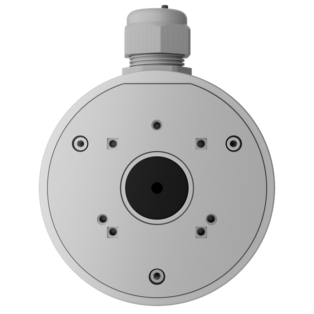 Caja de conexiones - Para cámaras Bullet, Domo y Turret Ajax - Apto para uso exterior - Instalación en techo o pared - Incluye prensacable - Color blanco