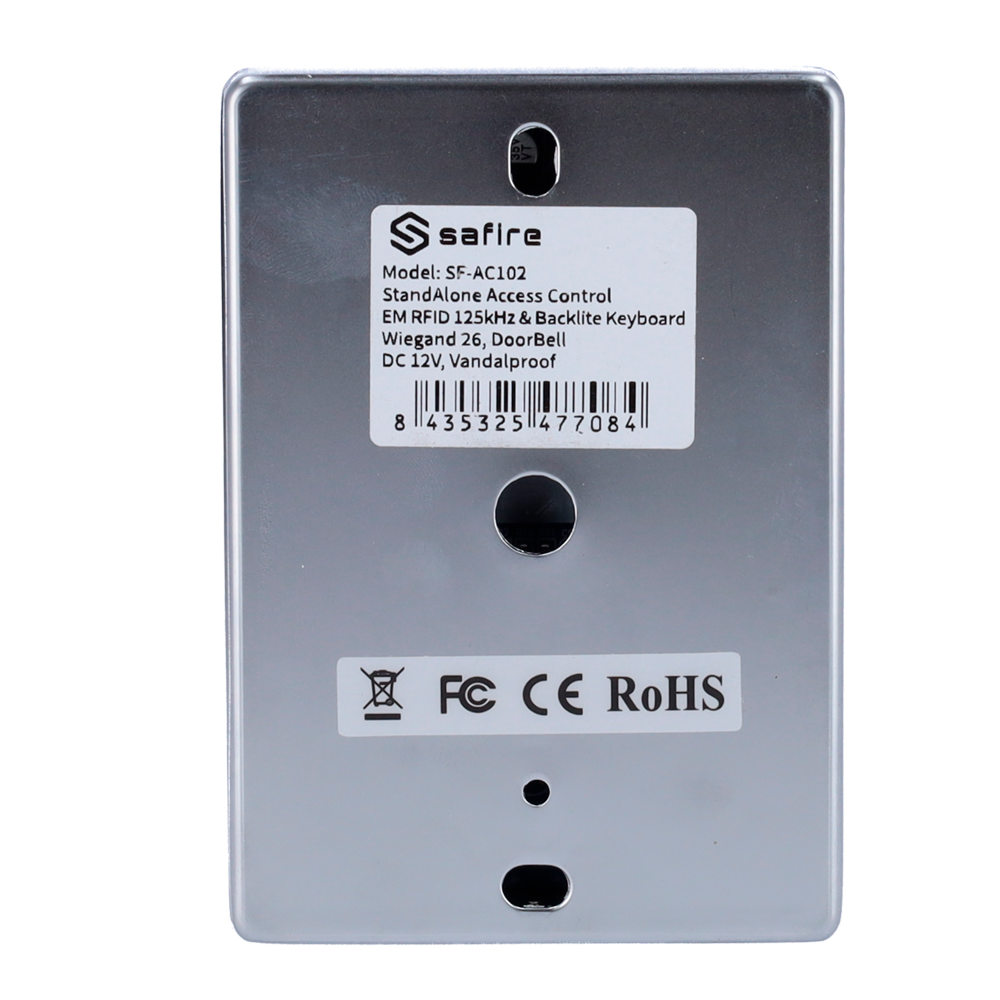 Controllo accessi autonomo - Accesso tramite scheda MF e PIN - Uscita relè, pulsante e campanello - Wiegand 26 - Controllo orario - Adatta per interni