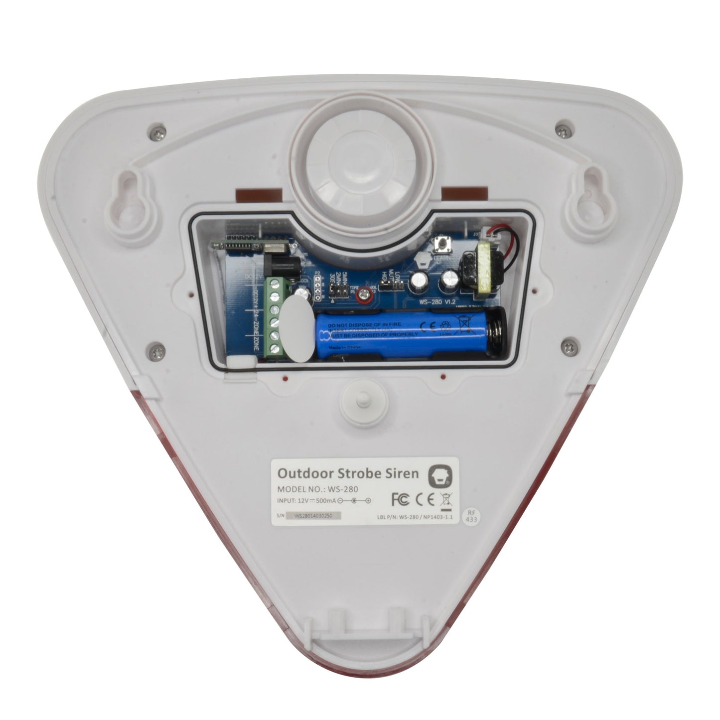 Sirena per esterni - Wireless - Antenna interna - Potenza 105dB - Adatta per uso in esterni - Include trasformatore 12 V