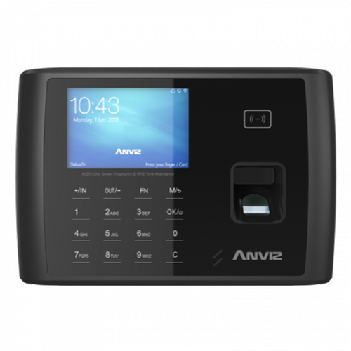 Terminal di Controllo Presenze ANVIZ - Impronte digitali, schede RFID e tastiera - 3.000 registrazioni / 100.000 registri - TCP/IP, USB, RS232, relé per sirena - 8 Modi di Controllo presenze - Software di CrossChex e Cloudclocking - Innowatt