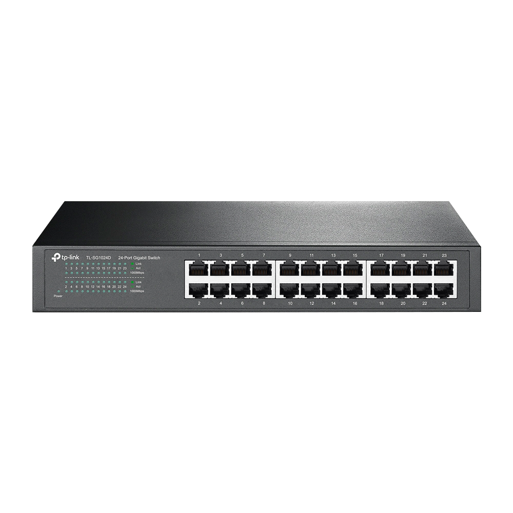TP-LINK - Switch desktop Gigabit - 24 porte RJ45 - Velocità 10/100/1000 Mbps - Plug & Play - Montaggio su rack