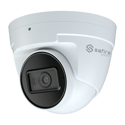 Safire Smart - Cámara IP torreta gama E1 Inteligencia Artificial - Resolución 4 Megapíxeles (2566x1440) - Lente de 2,8 mm | Micrófono incorporado | IR 30m - IA: Clasificación de personas y vehículos - Resistente al agua IP67 | PoE (IEEE802.3af)