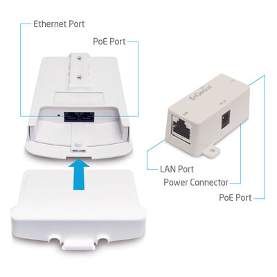 Collegamento wireless 300 Mbps - Frequenza da 2.4 Ghz - Supporta 802.11 b/g/n - IP65, adatto per esterni - Potenza 400 mW - Compatibile con Telecamere IP e DVR