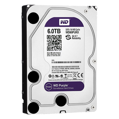 Hard Disk Western Digital - Capacità 6 TB - Interfaccia SATA 6 GB/s - Modello WD60PURX - Speciale per Videoregistratori - Da solo o installato su DVR