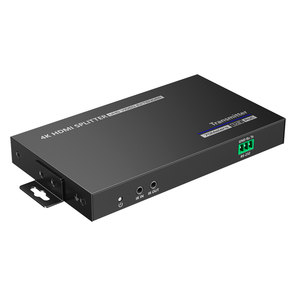Splitter-Extensor HDMI 1x2 - 1 transmisor / 2 receptores - Resolución hasta 4K@30Hz - Alcance hasta 70m - Sobre cable UTP CAT6/6A/7 - Control RS232