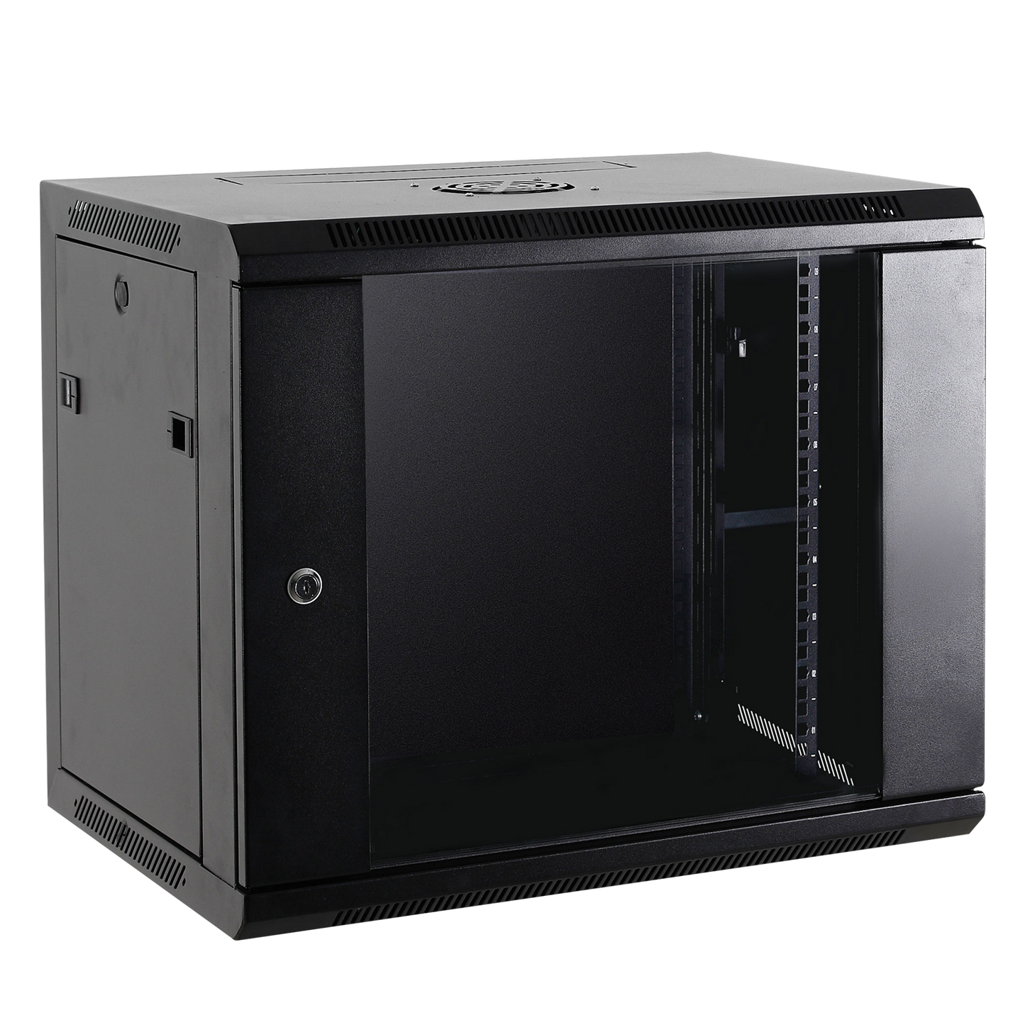 Armadio rack a parete - Fino a 4U rack da 19" - Fino a 60 Kg di carico - Con ventilazione e passacavi - Ventilatore incluso - Ciabatta da 6 prese incluida