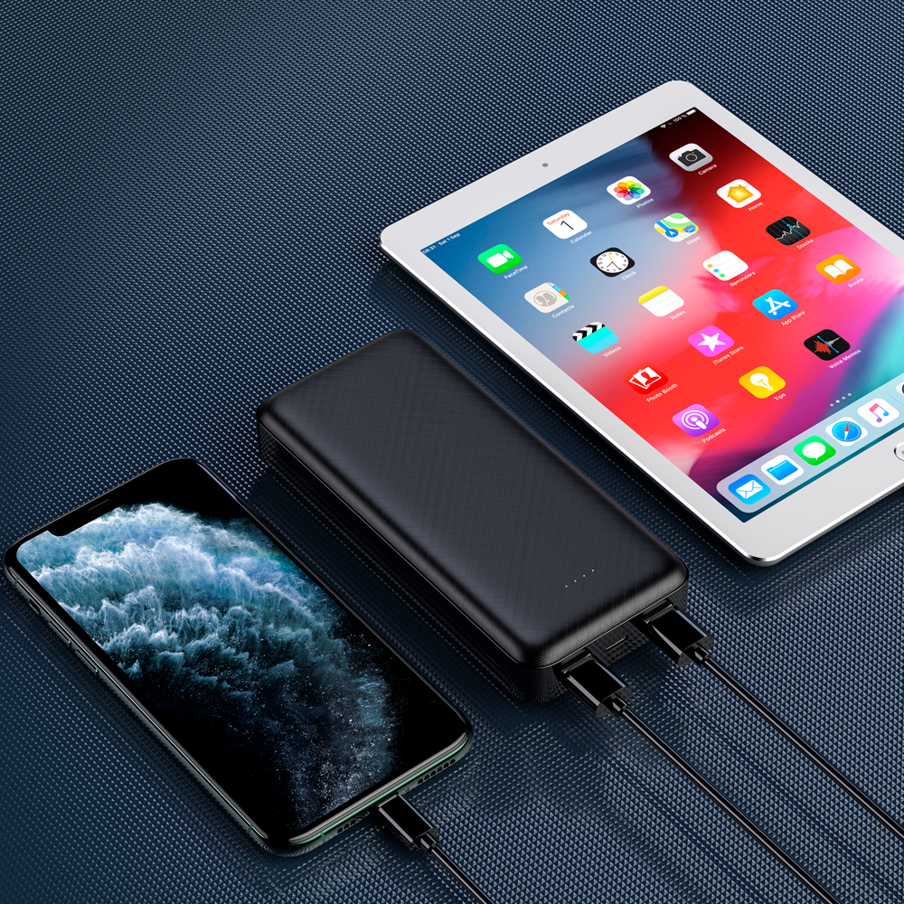 VEGER - Power bank Ultra sottile - Capacità 20000mAh (74Wh) - Ricarica rapida Power IQ - Ingressi Micros USB, USB-C, Uscite 2 USB-A  - 4 LED di ricarica