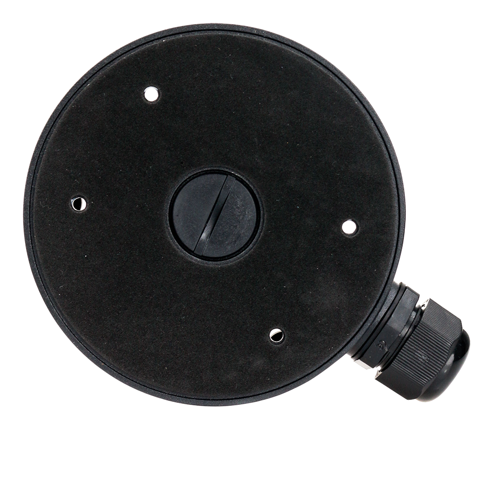 Scatola di giunzione - Per telecamere dome - Per esterni - Installazione a tetto o parete - Colore nero - Passacavo