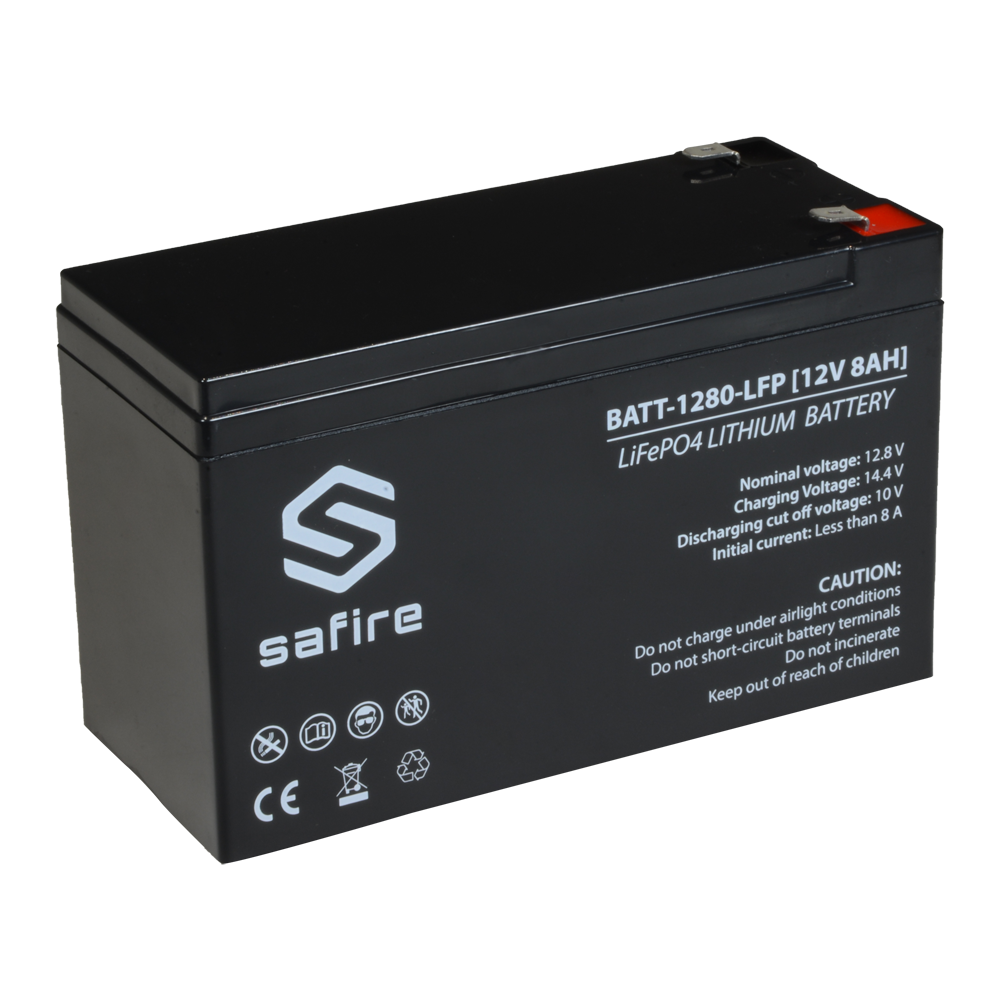 Batteria ricaricabile - Tecnologia Litio LiFePO4 - Voltaggio 12 V - Capacità 8.0 Ah - Lunga durata - Per backup o uso diretto