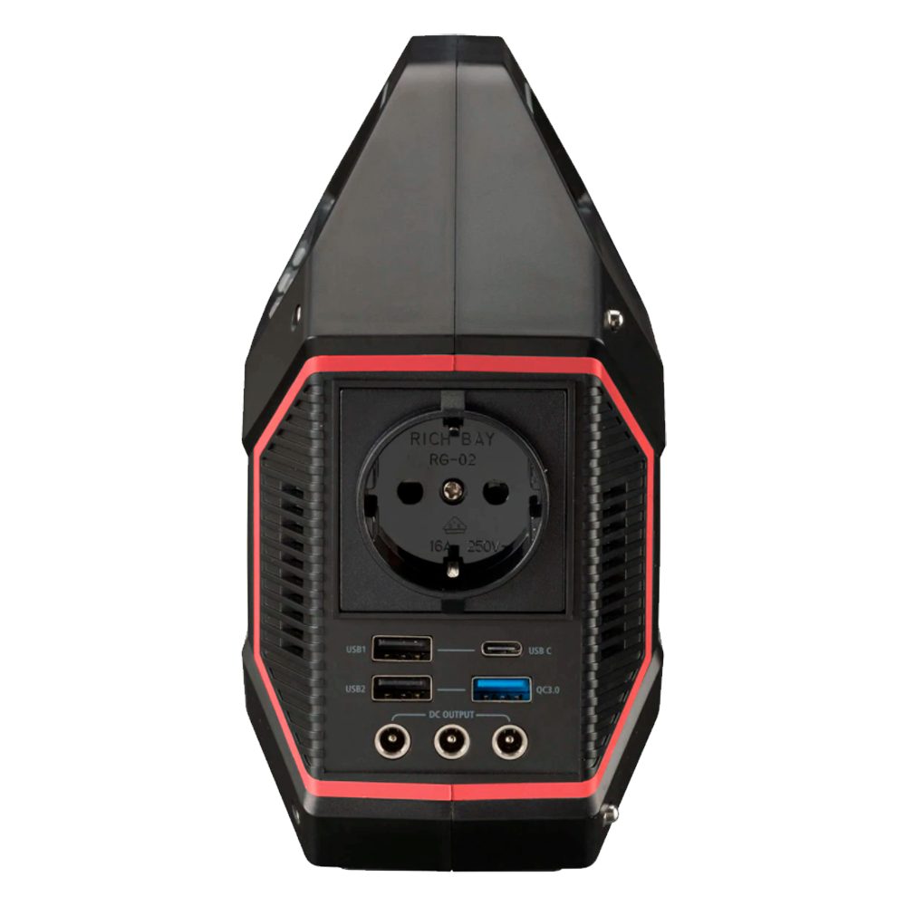 Rechargeable lithium battery - Large capacity 155Wh - 1 AC 220V output - 3 9~12V DC outputs - 4 USB outputs (1 USB C output) - LED screen