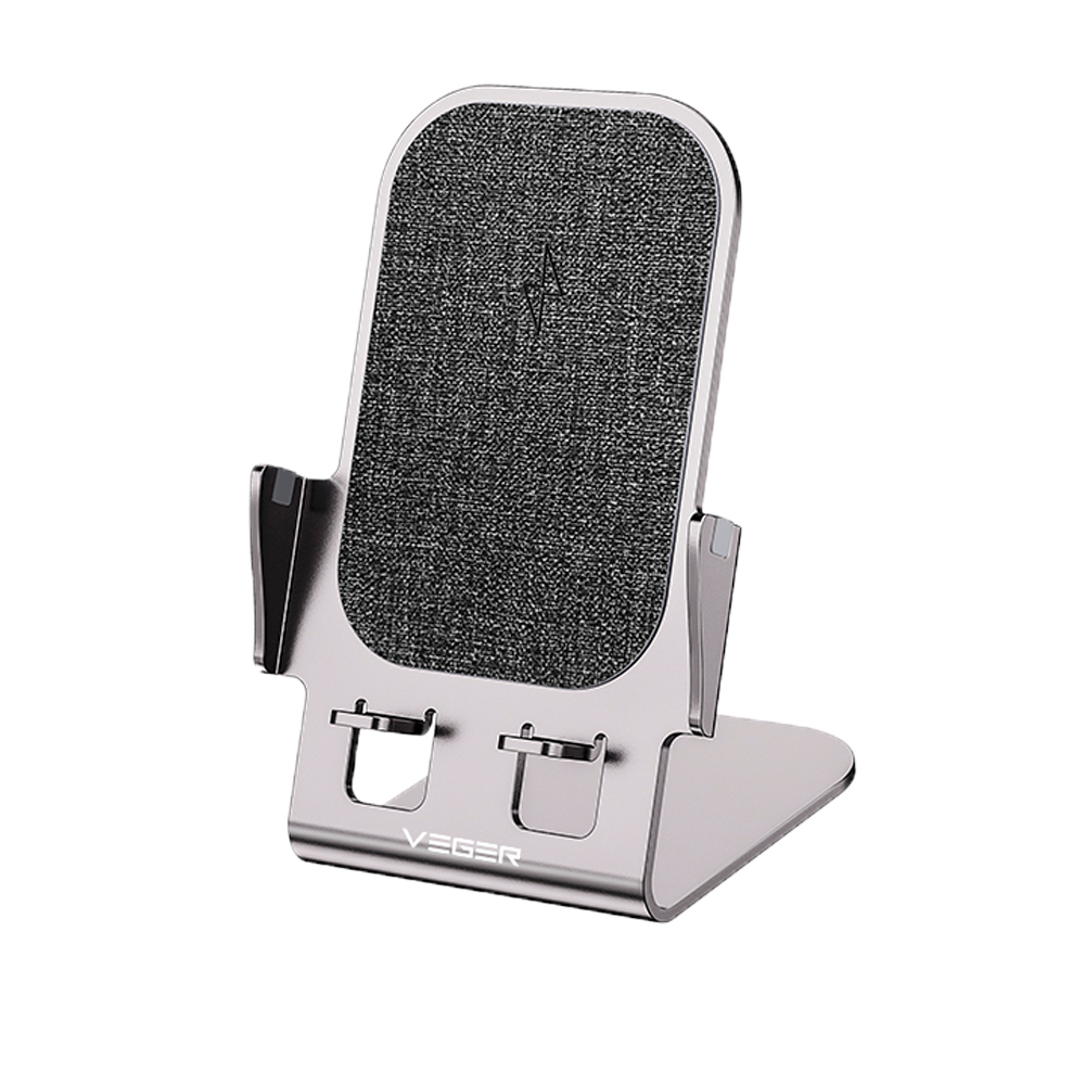 VEGER - Cargador de baterías - Potencia 15W - Carga rápida - Salida inalámbrica - Color gris