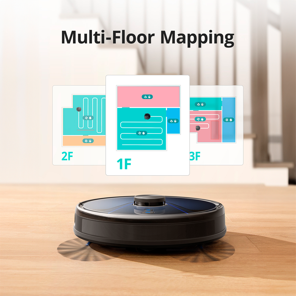 Robot Aspirapolvere Eufy by Anker - Potenza massima di 3200 Pa - Capacità del serbatoio 330 ml Polvere, 200 ml Acqua - Tecnologia BoostIQ™️ / Navigazione laser iPath - Mappa Vari Piani  - Compatibile con Amazon Alexa e Google Assistant