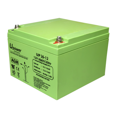 Upower - Batteria ricaricabile - Tecnologia piombo-acido AGM - Voltaggio 12 V - Capacità 26.0 Ah - 125 x 166.5x x 175/ 8440g - Per backup o uso diretto