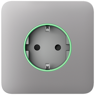Copertura frontale per smart plug di tipo F - Compatibile con AJ-OUTLETCORE-SMART - Indicatore LED sullo stato della presa e sul consumo di energia - Pulsante touch per il controllo manuale - Retroilluminazione a LED - Colore grigio nebbia