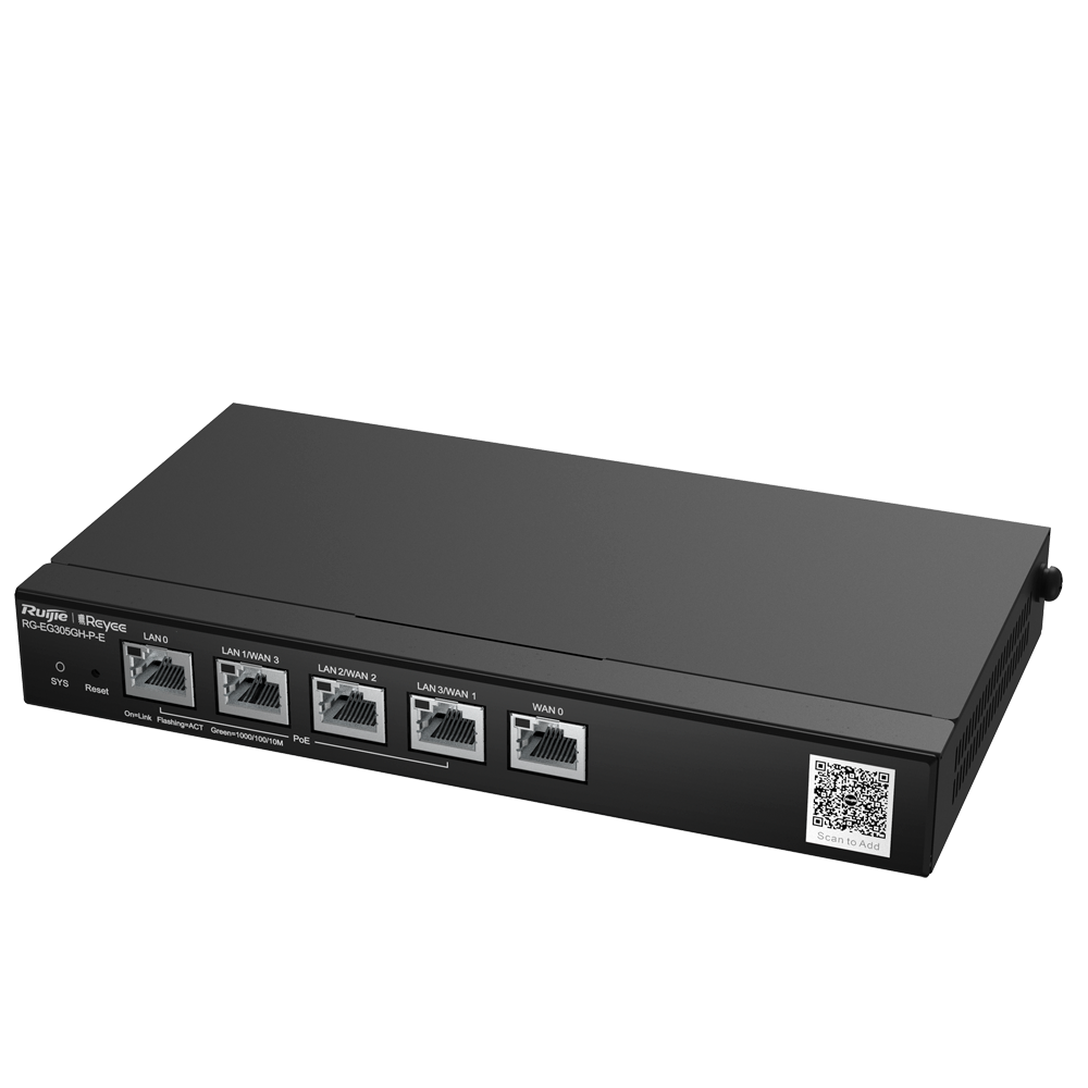 Reyee Router PoE Controller Cloud - 4 Porte PoE+ LAN + 1 Porta WAN - 5 Porte RJ45 10/100 /1000 Mbps - Supporta fino a 4 WAN per il failover o il bilanciamento - Fino a 1500 Mbps di larghezza di banda - Server VPN IPSec, L2TP, PPTP, OpenVPN