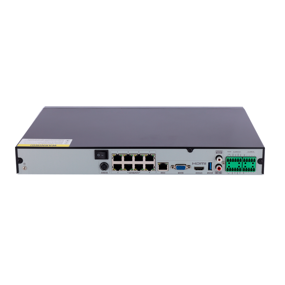 Safire Smart - Grabador de vídeo NVR para cámaras IP gama A1 - Vídeo de 16CH con 8 PoE 80W / compresión H.265+ - Resolución hasta 8Mpx / Ancho de banda 160Mbps - Salida HDMI 4K y VGA / 2HDDs - Reconocimiento facial / Búsqueda inteligente