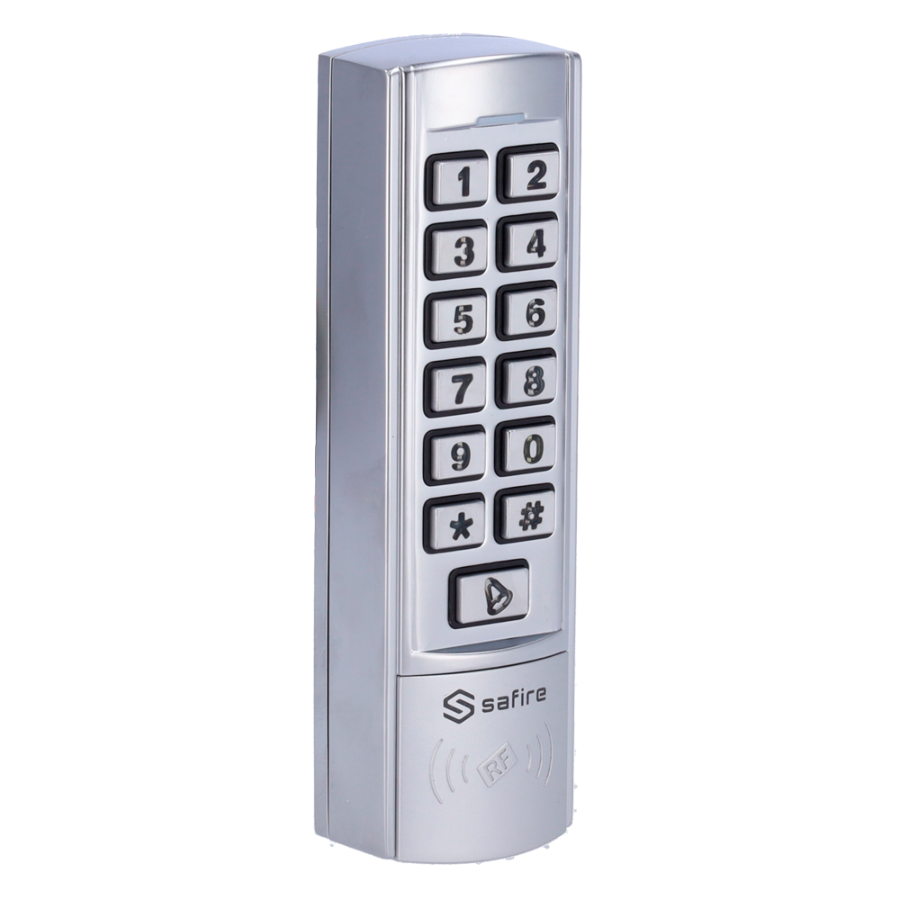 Autonomous access control - Access via EM and PIN card - Switch on relay, button and tone - Wiegand 26 | Compact design - Time control - Suitable for outdoors IP68