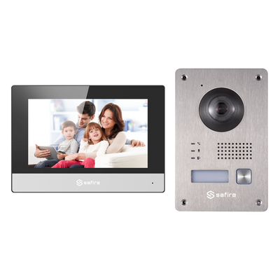 Kit di Videocitofoni - Tecnología 2 fili - Include Placca, Monitor - Hub Converter integrato nel Monitor - App cellulare con P2P - Montaggio a superficie o ad incasso