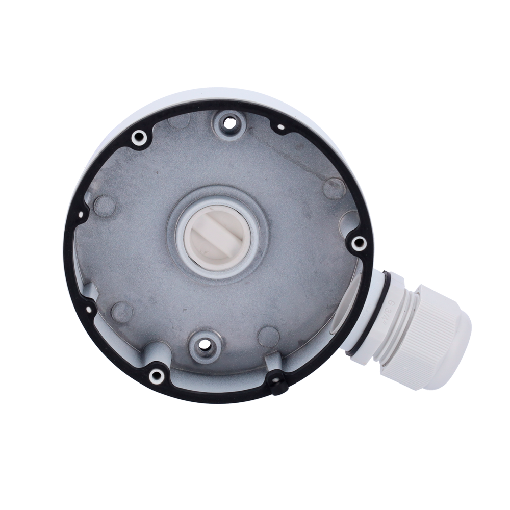 Scatola di giunzione - Per telecamere dome - Per esterni - Installazione a tetto o parete - Colore bianco - Passacavo