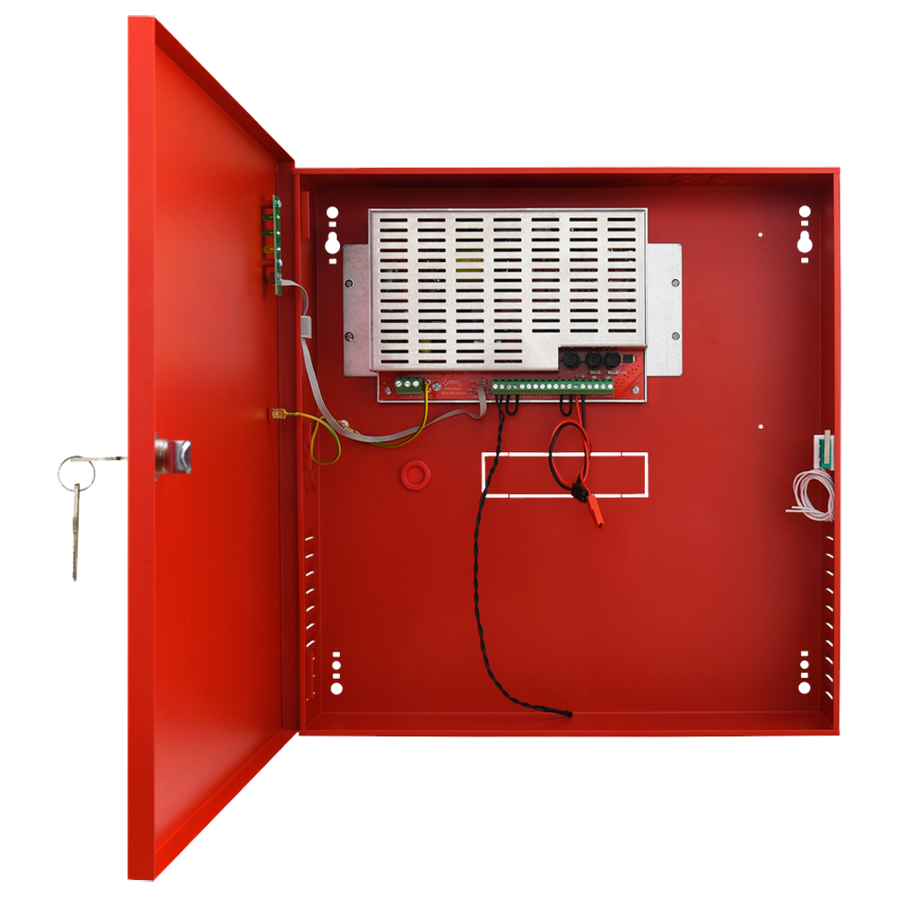 Power source - EN54-4 certified - Output current 4.2A - Maximum up to 5A during 5 minutes - Auxiliary fault outputs - Capacity for 2 x 12V 17Ah batteries