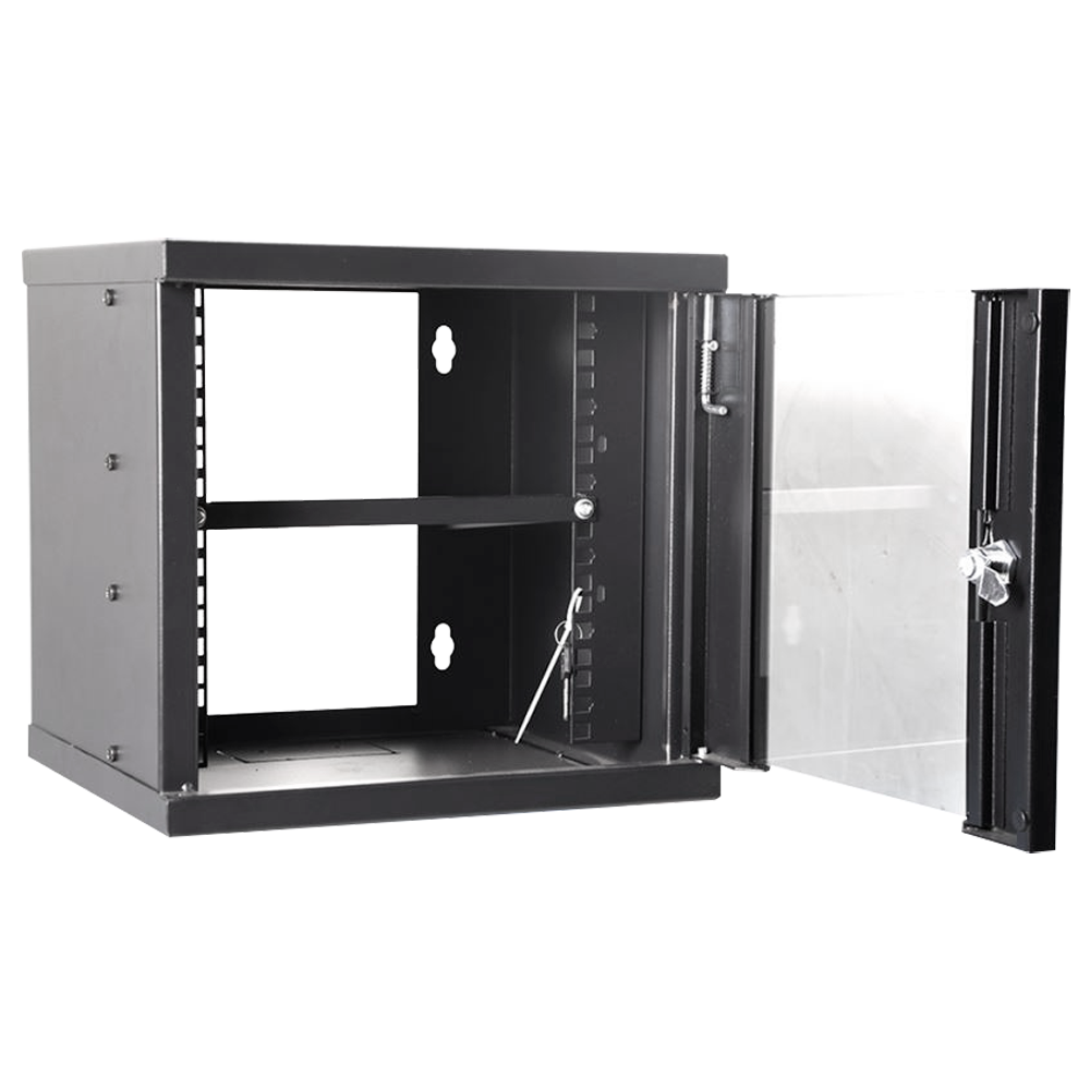 Armadio rack a parete - Fino a 6U rack da 10" - Fino a 15 Kg di carico - Con canaline passacavi - Vassoio incluso - Profondità 300 mm