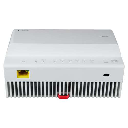 convertitore - 2 fili a IP - 6 gruppi di 2 fili - TCP / IP con RJ45 - Alimenta dispositivi a 2 fili - Collegamento di Hub a cascata