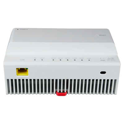 convertitore - 2 fili a IP - 6 gruppi di 2 fili - TCP / IP con RJ45 - Alimenta dispositivi a 2 fili - Collegamento di Hub a cascata