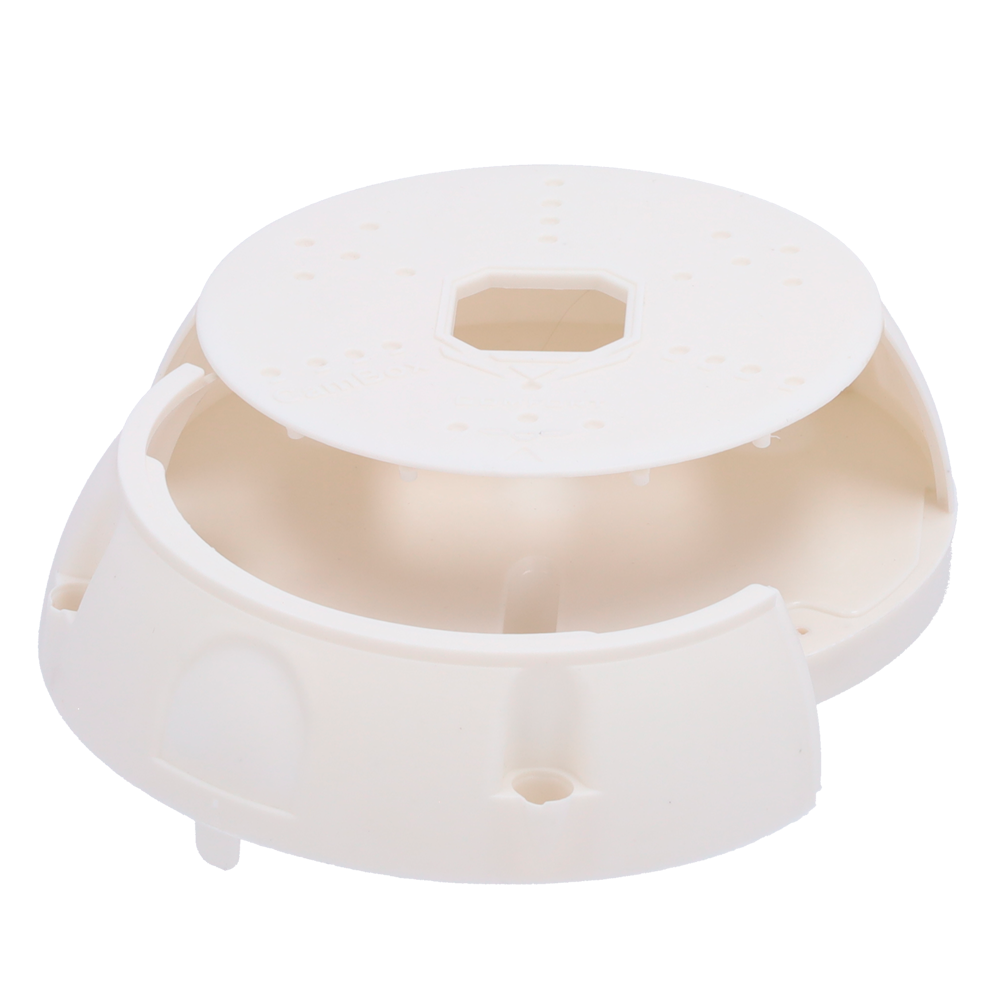 Scatola di giunzione per telecamere bullet e dome - Per esterni - Installazione a tetto o parete - In plastica | Color bianco - Coperchio interno per il passaggio dei cavi