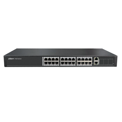 Switch PoE - 24 porte PoE + 2 Gigabit Port - Velocità 10/100 Mbps - 30 W per porta / Massimo 370W - Autonomia fino a 100m - Norma IEEE802.3at (PoE) / af (PoE+)