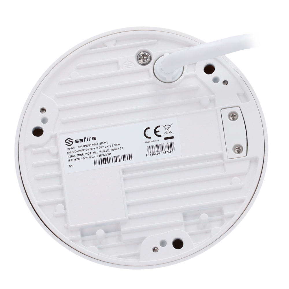 Cámara IP de 8 Megapíxeles - CMOS de escaneo progresivo 1/2.8″ - Compresión H.265+ / H.265 - Lente fija 2.8 / WDR - Detección de movimiento 2.0 - Resistente al agua IP67, antivandálico IK08