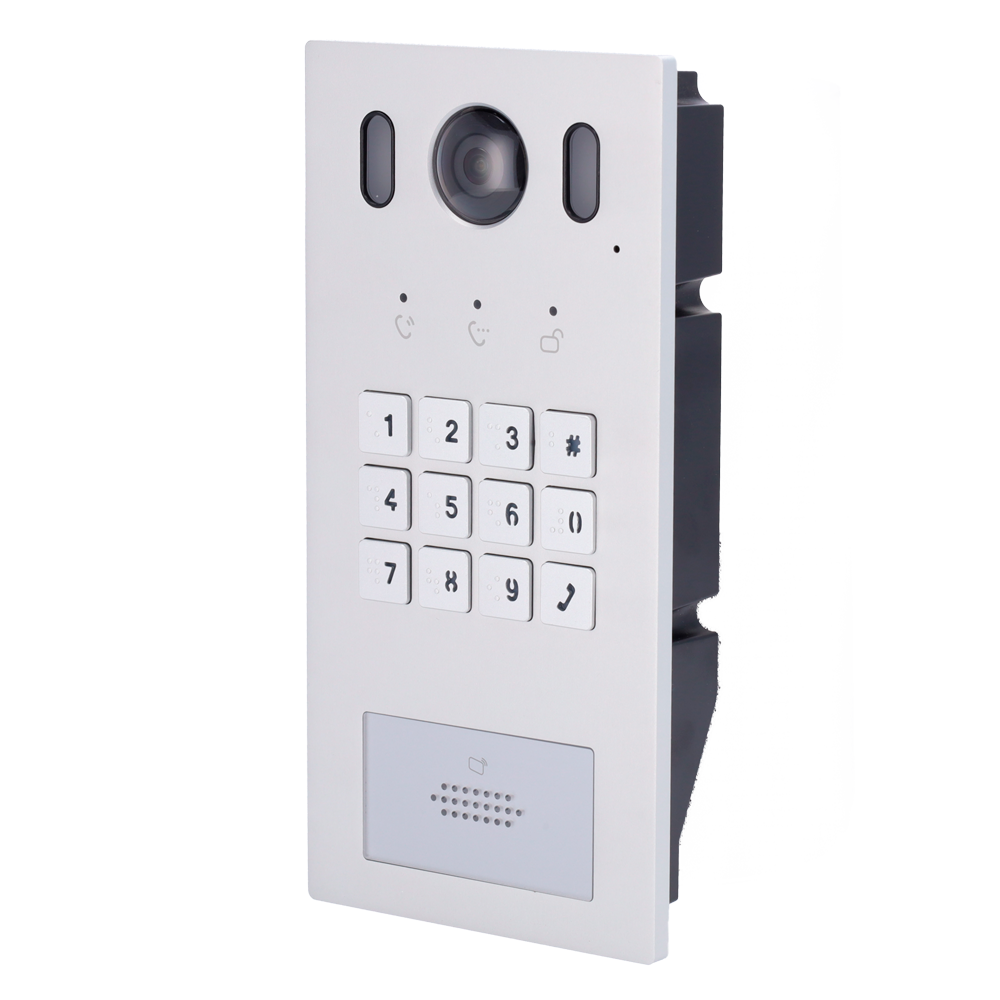 Videocitofono IP per abitazione - Camera 2Mpx - Audio bidirezionale - Monitoraggio tramite dispositivo APP per telefono - Accesso tramite codice o scheda MF  - Alimentato da PoE standard