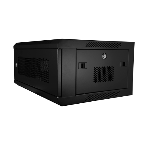 Armadio rack a parete - Fino a 4U rack da 19" - Fino a 60 Kg di carico - Pannelli in rete sul fronte e sui lati per la ventilazione - Ingressi per cablaggio - Linea da 6 prese incluida