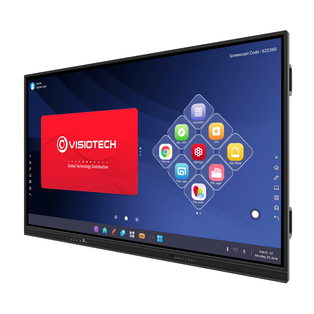 Pantalla interactiva IBOARD 86'' 4K - Pizarras laterales con digitalización de escritura - Resolución 3840x2160 - Entradas HDMI, VGA, DP, Type-C, LAN, USB, OPS - Ángulo de visión 178º - Altavoces integrados