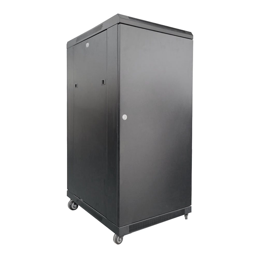 Armadio rack per pavimento - Fino a 27U rack da 19"(600*800) - Fino a 800 Kg di carico - Con ventole e passacavi - 4 ventole, 2 vassoi e PDU 6 prese - Fornito assemblato