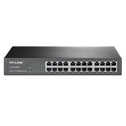 TP-LINK - Switch da tavolo - 24 porte RJ45 - Velocità 10/100 Mbps - Plug and Play | Su rack - Tecnologia a risparmio energetico