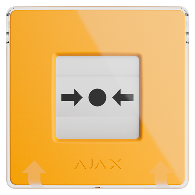 Botón manual de alarma de incendio amarillo - Inalámbrico 868 MHz Jeweller - Botón alarma incendio o activador de escenarios - Compatible con función de alarma interconectada - Transmisión de alarmas a CRA (configurable) - Alimentación 2 pilas CR123A