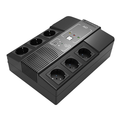 UPS monofase line-interactive  - Potenza 600VA/360W - Entrata 220~240 Vac /Uscita 230 Vac - 6 uscite SAI/UPS protette - Tempo di ricarica 6~8 ore - Batteria al piombo-acido sigillata (inclusa)