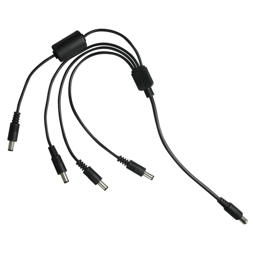 Distributore di alimentazione - 1 jack femmina speciale - 4 jack femmina standard - Alimentazione fino a 4 telecamere - 1 unica fonte di alimentazione - 40 cm di lunghezza