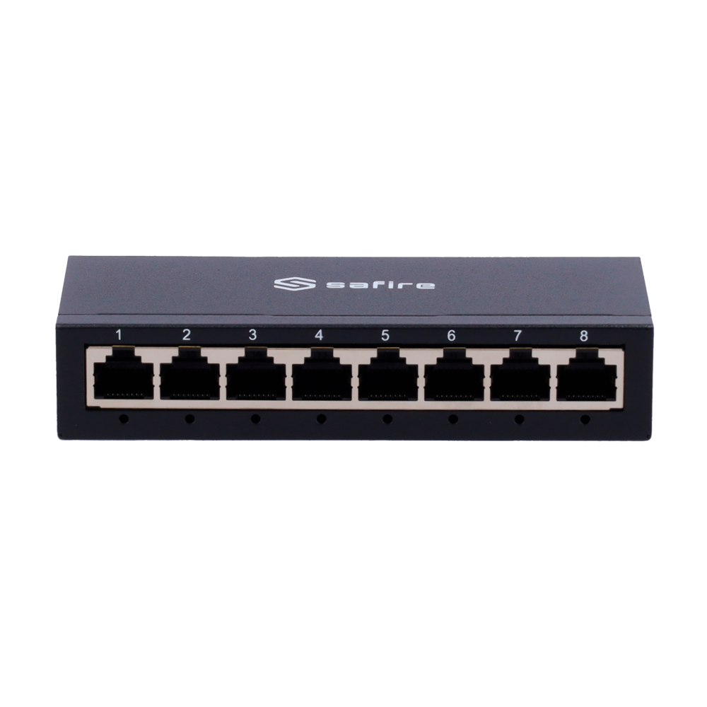 Safire Switch da tavolo  - 8 porte Gigabit - Velocità 10/100/1000 Mbps - Plug & Play - Tecnologia di risparmio energetico - Housing metallico