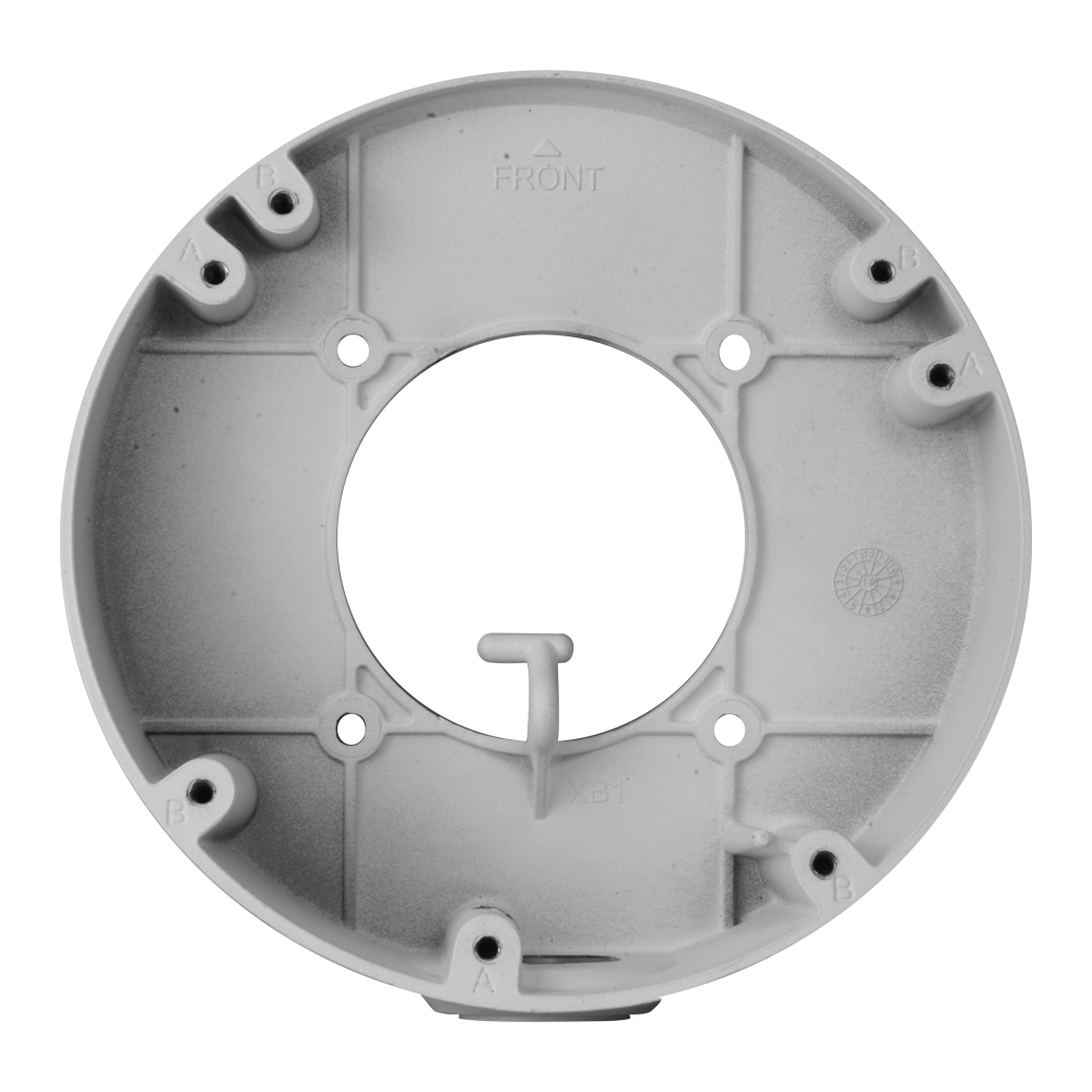 Inclined junction box - For dome cameras - 20º angle of inclination - Roof or wall installation - Hollow pins - White color