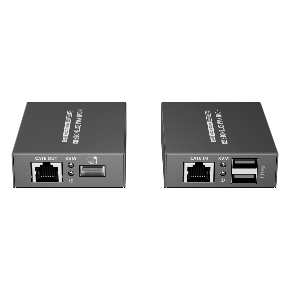 Extensor HDMI con KVM - Emisor y receptor - Alcance 70 m - Sobre cable UTP Cat 7 - Hasta 4K@30Hz - Alimentación DC 5 V