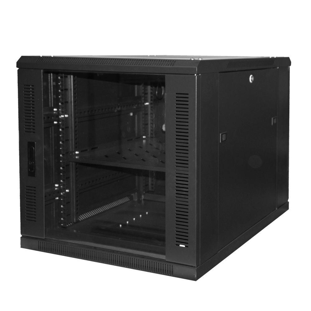 Armadio rack per pavimento - Fino a 12U rack da 19" - Fino a 800 Kg di carico - Con ventilazione e passacavi - 4 ventole, 1 vassoi e ciabatta 6 prese - Non assemblato