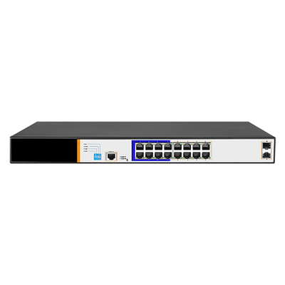 Switch PoE - 16 porte PoE + 2 Gigabit SFP - Velocità 10/100/1000 Mbps - 46 W per porta 802.3af/at / Massimo 150W - VLAN/Porta Isolation/STP/RSTP/MSTP/ACL/QoS/802.1X - LACP/Static LAG/DHCP Snooping/IGMP Snooping/Port Mirroring